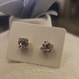 Gold-Setting Clear Crystal Stud Earrings - Women Jewelry
